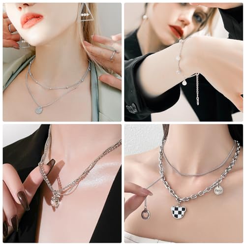 Wisreach Necklace Chains for Jewelry Making, 118 Feet 15 Rolls Stainless Steel Jewelry Chains for DIY Necklace Bracelet Making with Stainless Steel Jump Rings/Lobster Clasps/Connectors - color: Silver