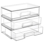 Vtopmart 12.1''W Clear Stackable Storage Drawers,3 Pack Acrylic Plastic Organizers Bins for Makeup Palettes, Cosmetics, and Beauty Supplies,Ideal for Vanity, Bathroom,Cabinet,Desk Organization - style: 3pack Wide