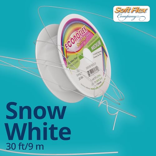 Soft Flex Econoflex Hobby Beading Wire - Flexible Stainless Steel Wire for Crafting - 7 Strand 0.19 30 Ft - style: Snow White