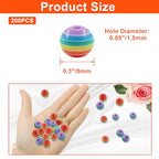 200pcs 8mm Resin Rainbow Beads, Plastic Stripe Multicolor Beads for Jewelry Making, DIY Bracelets, Earrings, Keychains & Craft Projects (Purple) - color: Purple