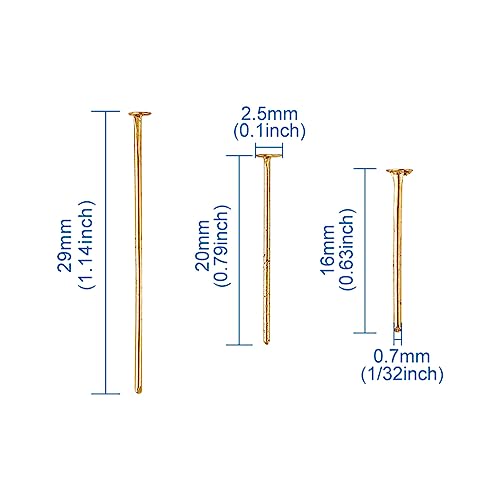 Craftdady 650Pcs Flat Head Pins 16mm 20mm 30mm Mixed Colors Wire Headpins for Jewelry Making - color: Gold & Silver, Flat Headpins