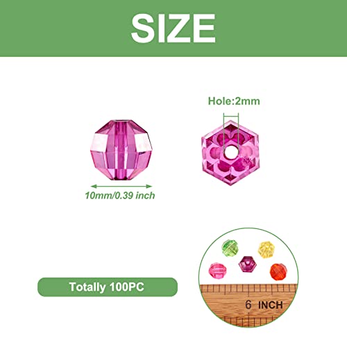 Craftdady 100Pcs Transparent Acrylic Faceted Round Ball Spacer Beads 10mm Random Mixed Colors Plastic Loose Pony Beads for Jewelry Making Hole: 2mm - color: Acrylic Round Beads, Random Mixed Color
