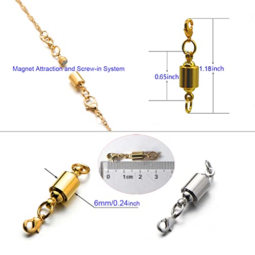 Zpsolution Screw Magnetic Clasps for Necklaces Safety Magnetic Locking Jewelry Clasp Converter - color: 4 Glod and 4 Silver