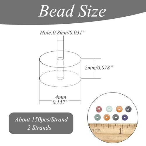 300pcs Natural Black Obsidian Heishi Spacer Beads 2x4mm Genuine Real Disc Stone Beading DIY Charm Smooth Loose Gemstone Beads for Jewelry Making Bracelets Necklaces Earrings Crafts - color: Black Obsidian