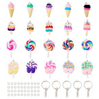 Craftdady Resin Plastic Miniature Food Snack Pendants Charms Ice Drink Juice Pendants Cute Bottle Fruit Keychain Charms Hang Ornament for DIY Craft Earring Bracelet Necklace Jewelry Making - color: Mixed Color Lollipop (48-56x27-29mm)