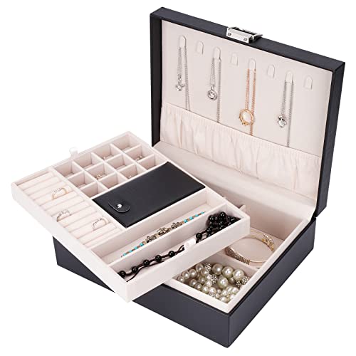 Jewelry Box Organizer, Travel Jewelry Storage Boxes Necklace Holders Display Tray Storage Case(BLACK) ¡­ - color: Black