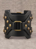 GelConnie Leather Cuff Bracelet Punk Braided Bracelets Rock Leather Wristbands Faux Mens Leather Bracelet Gothic Viking Bangle Adjustable Wrap Bracelet for Women,Men - color: Leather Wide Band Bracelet