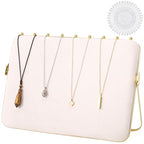 Mornajina 14 x 10 inches Velvet Necklace Display Stands for Selling, Large Metal Necklace Organizer Holder Stand Chain Jewelry Display Stand (Beige, 1 Pack) - color: Beige