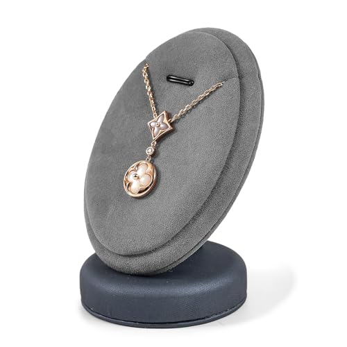 PU Leather Necklace Display Stand Microfiber Small Necklace Holder Jewelry Gift Display Stand For Birthday, Valentine's Day (Dark Gray) - color: Deep Grey