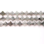 8mm Natural White Labradorite Gemstone Faceted Clovers Beads Four-Leaf Spacer Loose Beads for DIY Jewelry Making Beads - color: White Labradorite
