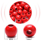 240Pcs Red Wood Beads 16mm for Craft Large Hole Wood Beads Hole: 6mm - color: Red