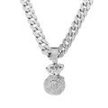 Ice Out Chain for Men Premium Zircon Stones Hypoallergenic Durable Hip-Hop Streetwear Chain Necklace Men - color: Silver, style: Dollars Bag