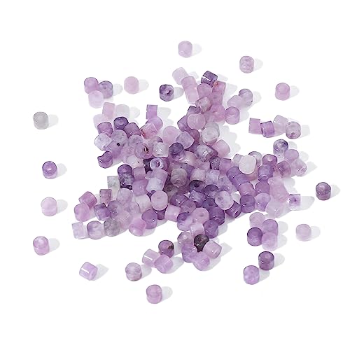 BEADIA Natural Light Amethyst Short Cylinder Beads 2x3mm 155pcs Tube Loose Semi Gemstone Beads for Jewelry Making Design - color: Light Amethyst