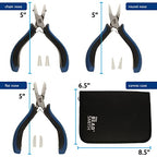 The Beadsmith Nylon Jaw Plier Set – Round, Chain & Flat Nose – Ergonomic Handle, Double Leaf Springs, Replacement Heads & Carry Case – Jewelry Making Tool for Creating Bracelets, Earrings & Necklaces - style: Plier Set