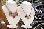 Polmart Modern Necklace Display Bust (White Leatherette, 10 ¼”H) - color: White Leatherette, size: 10.25”H