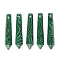 50mm Synthetic Malachite Hexagonal Wand Jewelry Making Crystal Pointed Chakra Reiki Healing Beads 2mm Hole Drilled(Pack of 5) - color: Synthetic Malachite