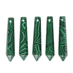 50mm Synthetic Malachite Hexagonal Wand Jewelry Making Crystal Pointed Chakra Reiki Healing Beads 2mm Hole Drilled(Pack of 5) - color: Synthetic Malachite