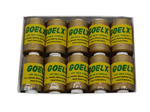 Goelx Silk Thread by Shade No for Jewelry, Tassel Making, Embroidery, Crafts, Shiny Soft Thread Spools - Brown - 134 D - color: Brown - 134 D