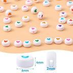 Augshy 700Pcs Round Heart Beads,Valentine's Day Acrylic Heart Beads for Bracelets Jewelry Making Lanyard Necklace Friendship Bracelets(4 x 7 mm) - style: Colorful Heart Style