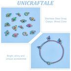 UNICRAFTALE 12Pcs Stainless Steel Small Snap Clasps Rainbow Color Round Clasps Ball Socket Snap Clasps Fastener Snap Button Clasps for DIY Necklaces Bracelets Jewelry Making 1.5mm Hole, 15.5mm - color: Rainbow
