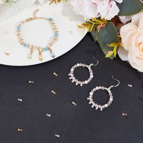 Beebeecraft 1 Box 80Pcs Teardrop Charms Dangle End Beads Extender Chain Drop Water Charms for Jewelry Making Findings - color: Gold and Silver, size: 6x3mm
