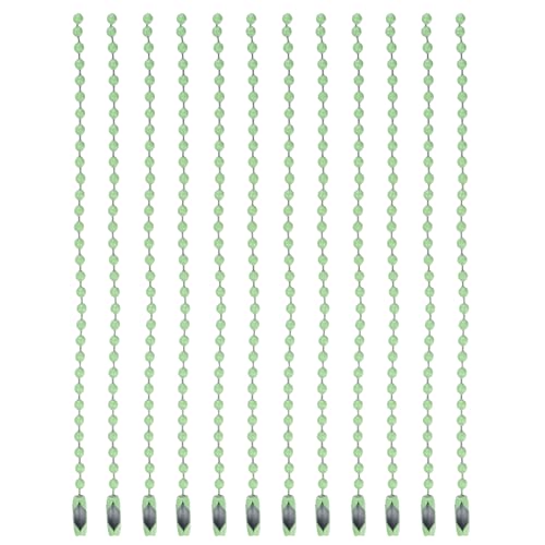 MECCANIXITY Ball Bead Chain Beaded Necklace Chains 5 Inch Adjustable Metal Ball Chains 2.4mm/0.1inch Keychain for Jewelry Making,DIY Craft Projects,Pack of 12(Light Green) - color: Light Green