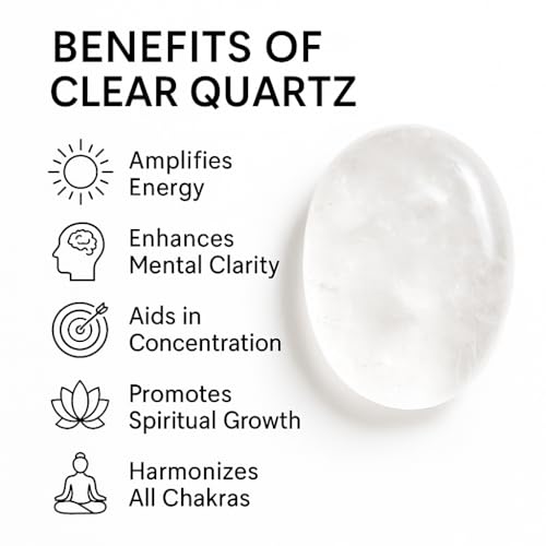 Clear Quartz Worry Stone – Natural Polished Thumb Palm Crystal for Clarity, Healing & Energy Amplification – Pocket Fidget Stone for Meditation & Focus - color: Crystals Quartz