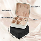 Taiyin Travel Jewelry Case, Bridesmaid Gifts Mini Jewelry Organizer, PU Leather Portable Earring Box for Women Girls - color: Black, White
