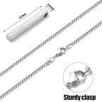 Fiusem Pendant Necklace for Men, Silver Tone/14k Gold Plated/Black Mens Pendant Necklaces with 2.5 mm Box Chain, Stainless Steel Bar Chain, 18-28 Inches - color: silver, size: 26 Inches, style: Pierced Rectangle