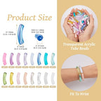 Spritewelry 160 pcs Acrylic Curved Tube Beads for Bracelets Making Chunky Bangle Bamboo Tube Beads Transparent Long Noodle Curved Beads for Jewelry Making Friendship DIY Crafts - color: Clear