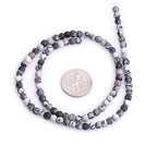 4mm Matte Natural Black Web Picasso Jasper, 15 Inch Strand 95 Beads, Frosted Round Stone Gemstone Spacer Beads for Jewelry Making Bracelet Necklace Earrings - color: Black Web Webbed, size: 4mm