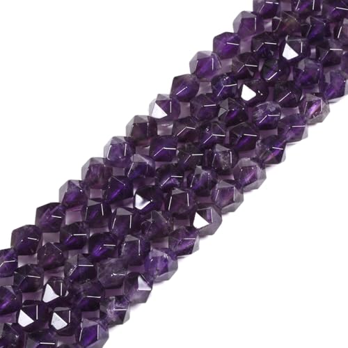 Amethyst 6mm Gemstone Triangle Faceted Round Loose Beads Strand 15.5" DIY Jewelry Making - color: Amethyst
