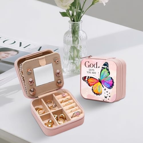 GAOLZIUY Christian Gifts for Women Girls, Inspirational Religious Birthday Gifts Butterfly Travel Jewelry Box, Spiritual Catholic Faith Prayer Gift for Friends, Mom, Sister - color: Christian - 04