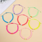 COLORFUL BLING 5-12Pcs Bohemian Love Heart Bead Bracelets for Women Vinyl Disc Heishi Surfer Stackable Stretch Bracelet Summer Beach Boho Jewelry - color: 12pcs round heart