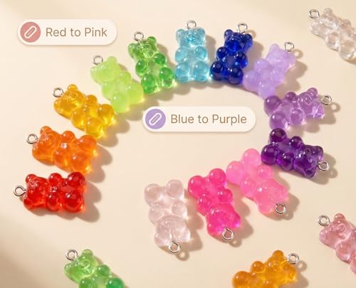 Keychain Charms Bulk 30pcs mixed Cute 3D Charms for Keychain Making for Bracelet Earring Jewelry Making DIY Crafts Includes Animal Food Fruit Flower Designs - color: Bear Mix