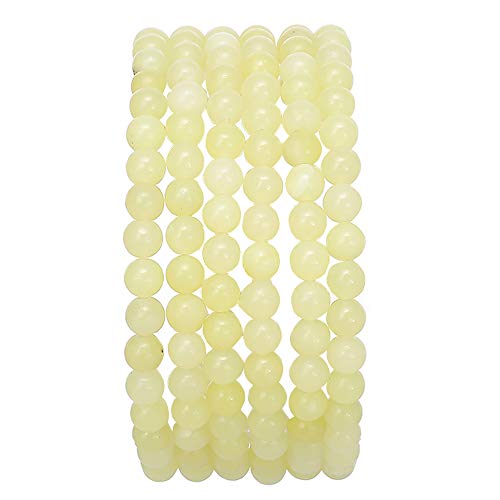 BEADIA Natural Lemon Jade Stone Round Loose Semi Gemstone Beads for Jewelry Making 4MM 38cm/Strand - color: Lemon Jade, size: 4mm