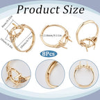 SUNNYCLUE 1 Box 8Pcs Adjustable Ring Base Golden Prong Ring Settings Cubic Zirconia Rhinestone Finger Rings Components 4 Claw Brass Prong Ring Blanks for Stones Jewelry Making Kits DIY Gemstone Rings - style: Ring 2