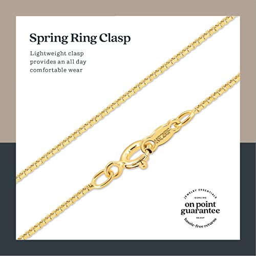 KEZEF 925 Sterling Silver Box Chain Necklace for Women & Men, 0.7mm Thin Chain Necklace, Available in Sterling Silver, Gold Plated & Rose Gold Plated Finishes, Made in Italy - color: 18kt Gold, size: 22 Inch