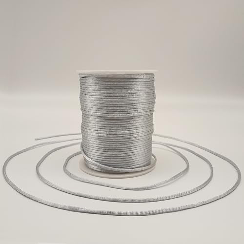 2 mm 330 Feet Satin Nylon Cord String for Jewelry Making Bracelet Necklaces Beading Thread Rattail Macrame Kumihimo Chinese Knot Craft - size: Silver