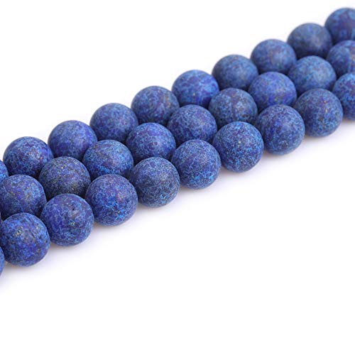 14mm Matte Natural Lapis Lazuli Beads, 15 Inch Strand Blue Frosted Stone Gemstone Beads for Statement Necklace Chunky Bracelet DIY Jewelry Making - color: Blue Lapis Lazuli, size: 14mm