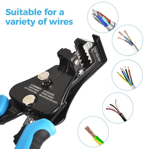 WGGE Automatic Heavy Duty Wire Stripper/Wire Cutter, 3 IN 1 Adjustable Wire Stripper Tool for 8-18 AWG Solid and Stranded Electrical Wire | 10-22 AWG Wire Crimping Tool
