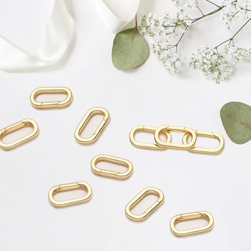 10pcs 14K Gold Plated Oval Clasps,Jewelry Clasps,Gold Paper Clip Clasps,DIY Bracelets Necklaces Jewelry Making and Repairing (Gold-19mm) - color: Gold-19mm