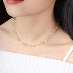 14K Gold Plated Natural Jade & Pearls Necklaces for Women, Natural Freshwater Pearls Jade Pendant Lucky Green Jewelry Chain for Women Lover (14K Gold Plated)