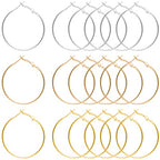 Hoop Earring Findings Stainless Steel Earrings Beading Round Earrings Hypoallergenic Hoop Earrings Open Beading Hoop for Jewelry Making DIY Crafts Art Creation (50mm) - color: 50mm