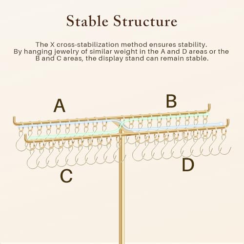 OAOLEER Bracelet Holder Organizer,2 Tier Jewelry Stands and Displays with 40 Movable Hooks Gold Bracelet Stand Jewelry Rack for Necklaces Bangles