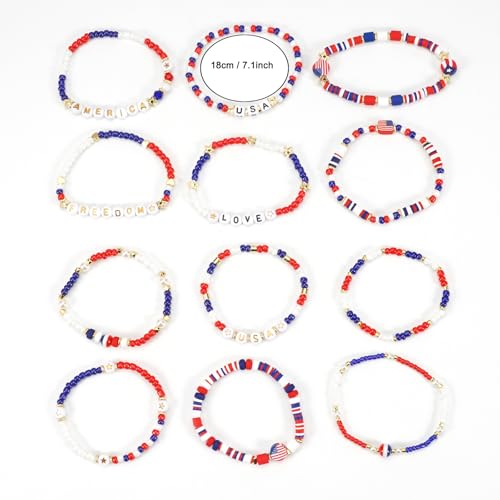Twinfree Bohemia Beaded Bracelet for Women, Polymer Clay Stretch Bracelets - color: color 1