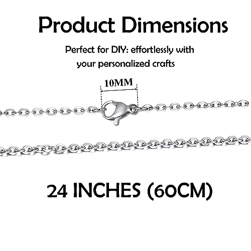 24 Pack Necklace Chains Stainless Steel Cable Chain Necklace Bulk for Jewelry Making, 24 Inches - color: 24 Inches