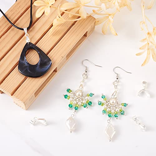 Fashewelry 200pcs Brass Pendant Pinch Bails Silver 8x5mm Inner Diameter Dangle Charm Clasp Clip for Top Drilled Bead Necklace Earring Jewelry Making Pin:0.9MM - color: Silver