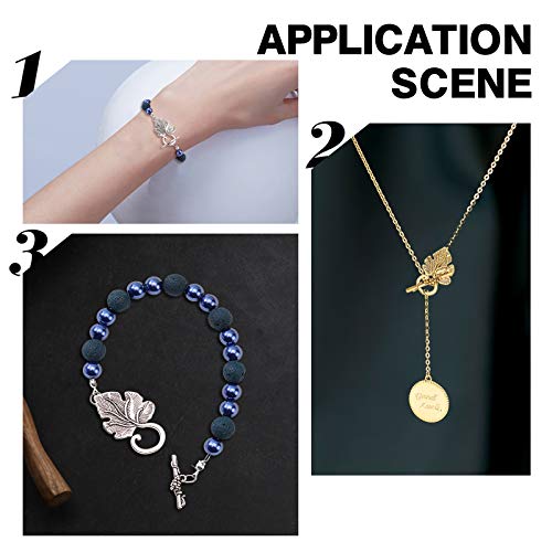 SUPERFINDINGS 40 Sets Tibetan Style Leaf Toggle Jewelry Clasps 4 Colors Necklace Toggle Clasp Alloy Metal T-bar Closure Clasps for Necklace Bracelet Jewelry Making DIY Craft,1.42x0.87x0.18Inch