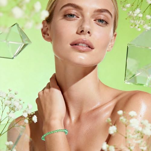 850Pcs 4/6/8/10mm Crystal Glass Beads for Jewelry Making Faceted Rondelle Flat Beads for Bracelets Necklace Earrings DIY Crafts(Green Crystal Bead) - color: Green